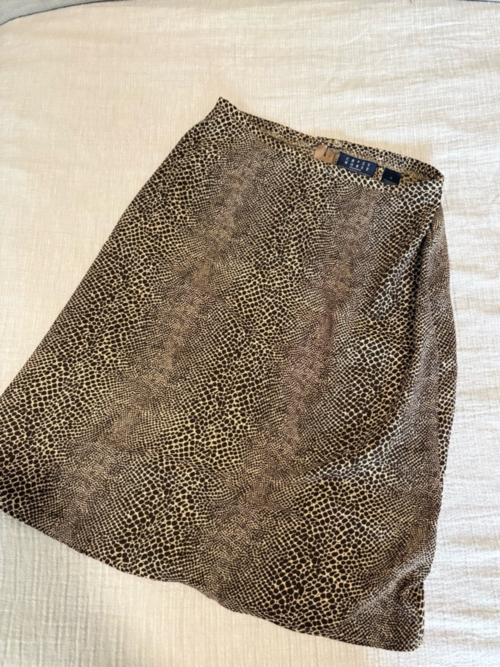 Vintage Snake Print Midi Skirt